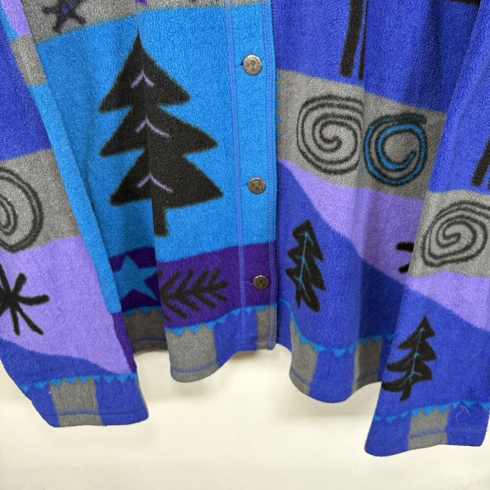 Sigrid Olsen Sport Button Up Fleece Jacket Womens Large Blue Purple Winter VTG - Picture 3 of 10